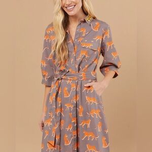 Evans Dress in Mushroom Cheetah